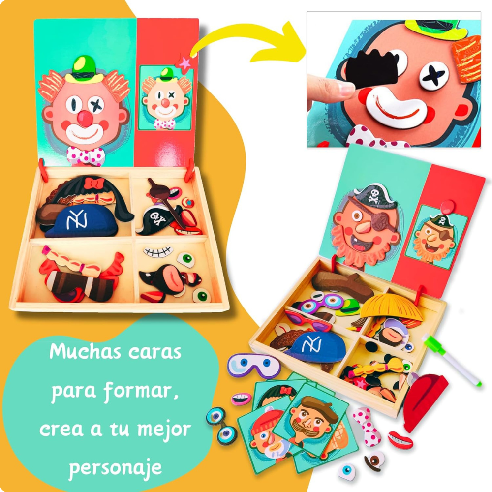 JUEGO DE EXPRESIONES FACIALES DE MADERA MONTESSORI - 8