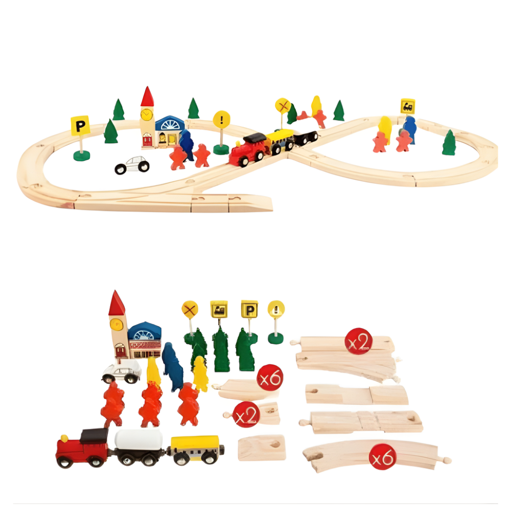 PISTA DE TREN 48 PIEZAS DE MADERA MONTESSORI - 3