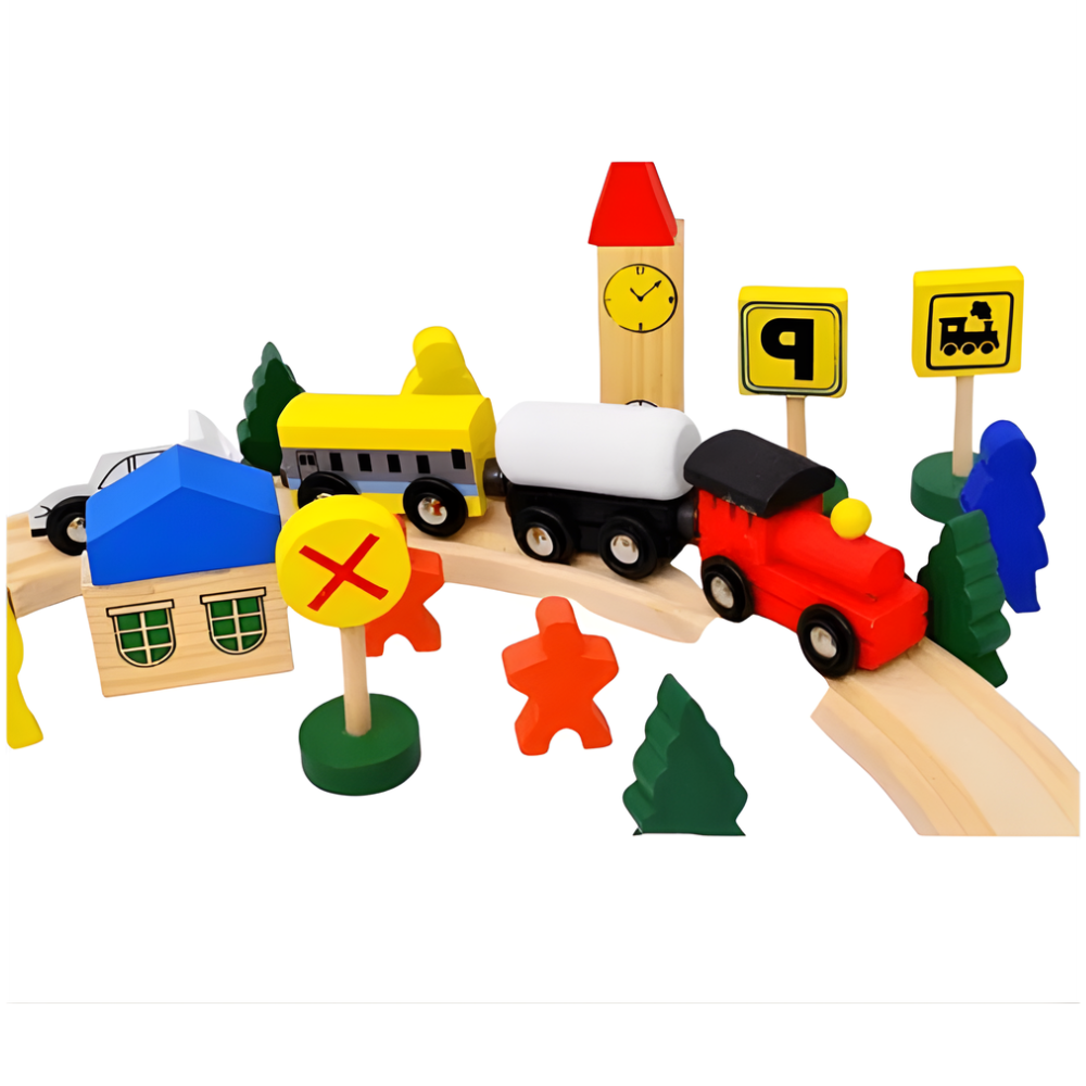 PISTA DE TREN 48 PIEZAS DE MADERA MONTESSORI - 4