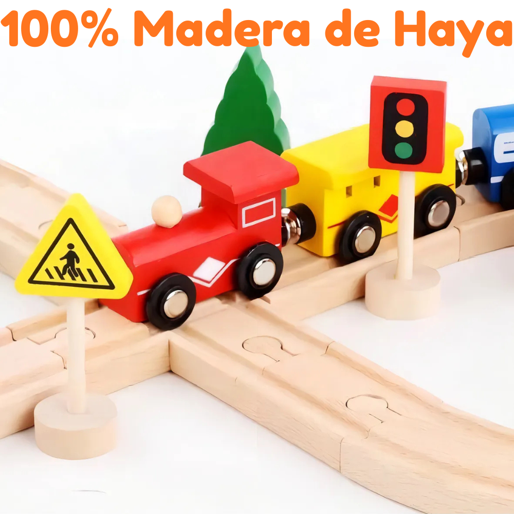PISTA DE TREN 48 PIEZAS DE MADERA MONTESSORI - 5