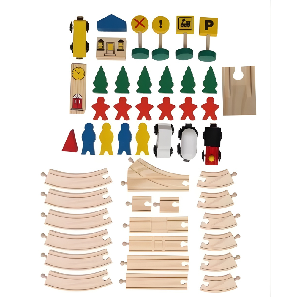 PISTA DE TREN 48 PIEZAS DE MADERA MONTESSORI - 8