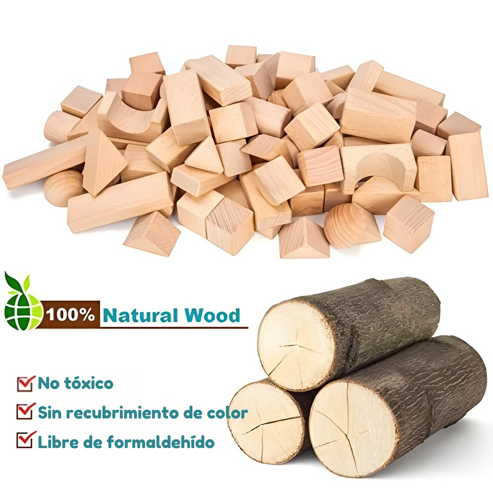 CAJA DE BLOQUES DE MADERA EDUCATIVA MONTESSORI - 5