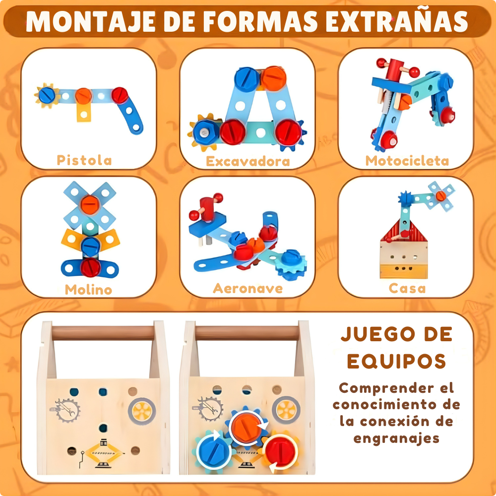 CESTA DE HERRAMIENTAS EDUCATIVA DE MADERA MONTESSORI - 7