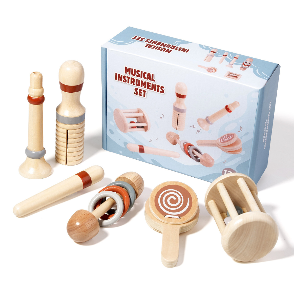 SET MUSICAL 6 PIEZAS AZUL DE MADERA MONTESSORI - 1