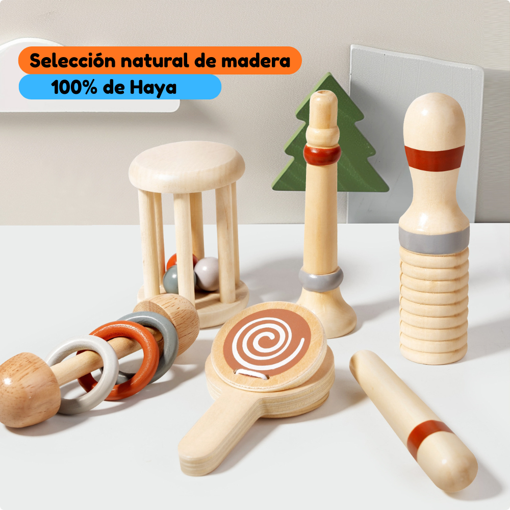SET MUSICAL 6 PIEZAS AZUL DE MADERA MONTESSORI - 3