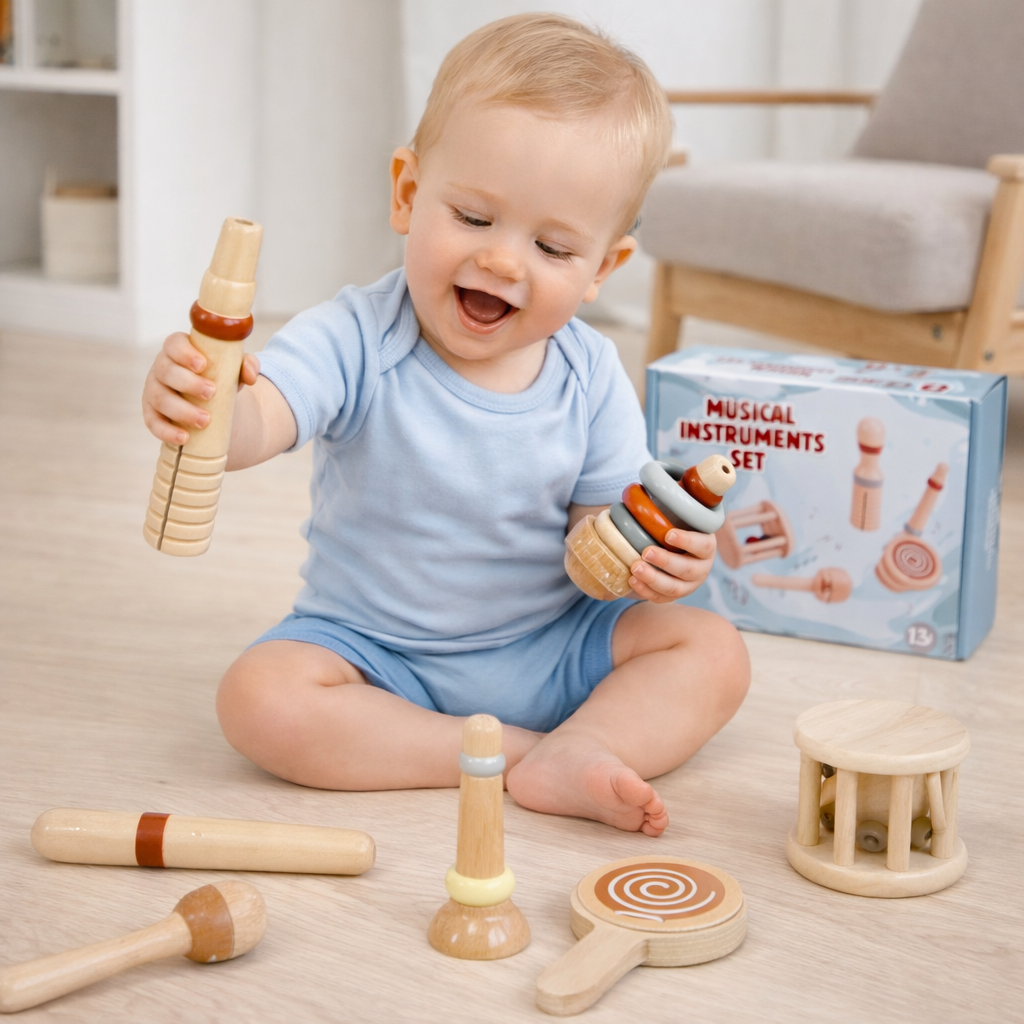 SET MUSICAL 6 PIEZAS AZUL DE MADERA MONTESSORI - 5
