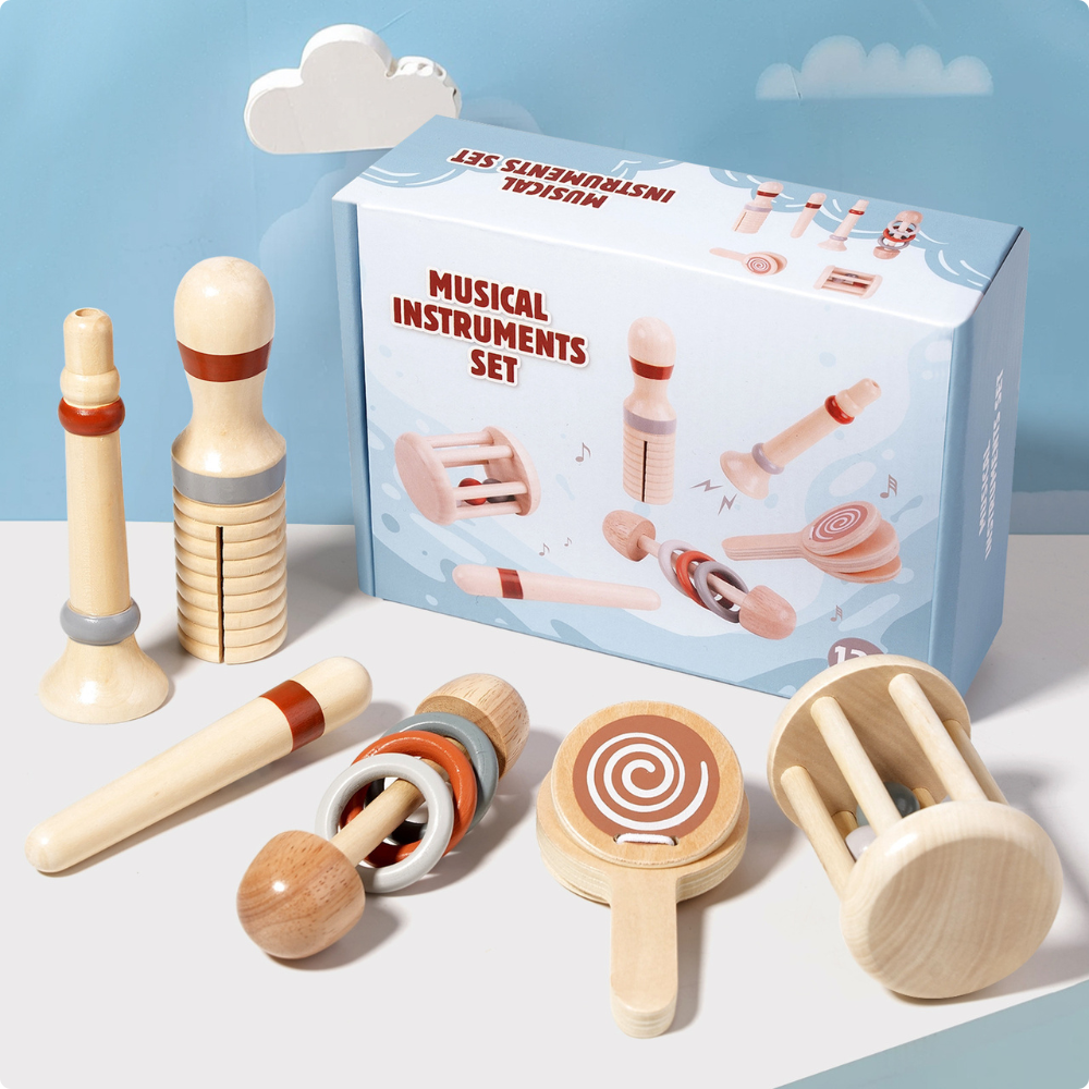 SET MUSICAL 6 PIEZAS AZUL DE MADERA MONTESSORI - 6