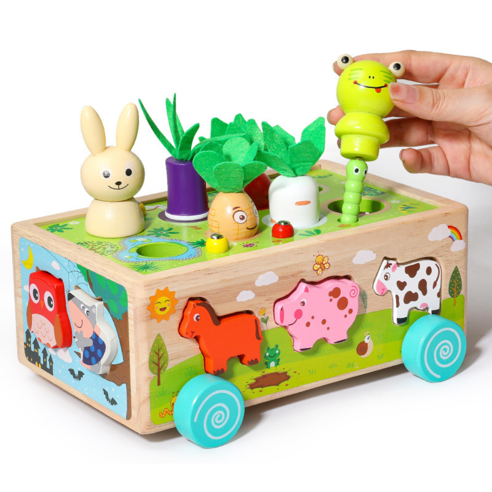 CARRO DE MADERA CON FIGURA DE ANIMAL MONTESSORI - 1