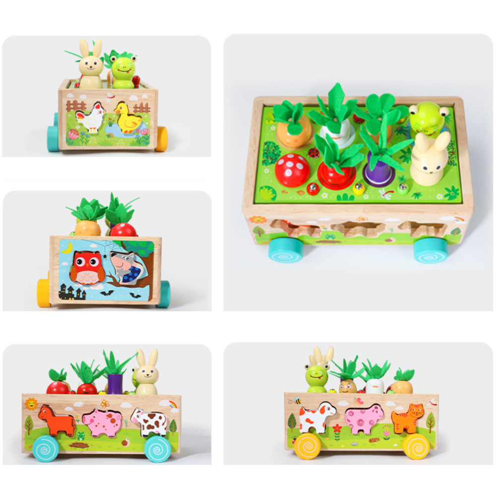 CARRO DE MADERA CON FIGURA DE ANIMAL MONTESSORI - 3