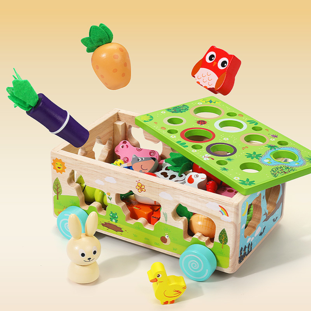 CARRO DE MADERA CON FIGURA DE ANIMAL MONTESSORI - 6