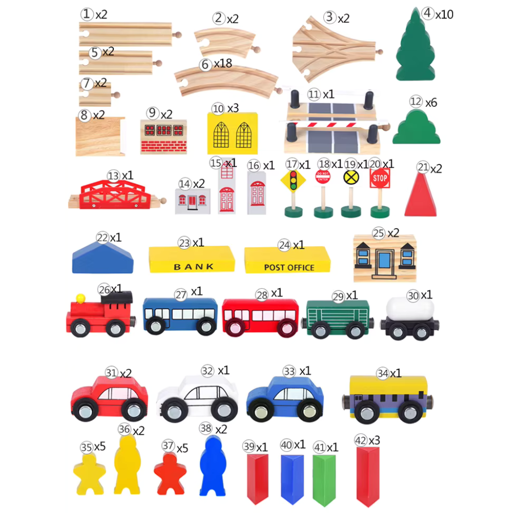 PISTA DE TREN EDUCATIVA 100 PIEZAS DE MADERA MONTESSORI - 6