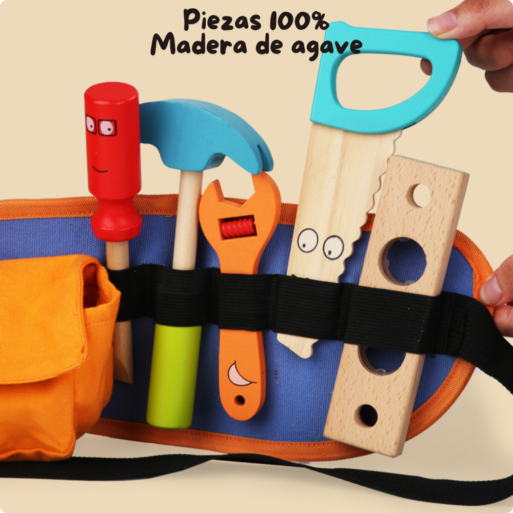BOLSA PORTA HERRAMIENTAS INFANTIL DE MADERA MONTESSORI - 2
