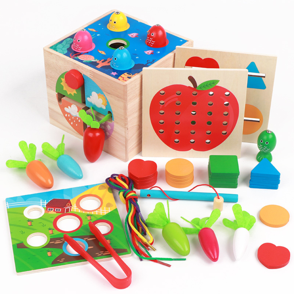 JUEGO DE ENCAJE Y PESCA MULTIFUNCIONAL EDUCATIVA MONTESSORI - 1