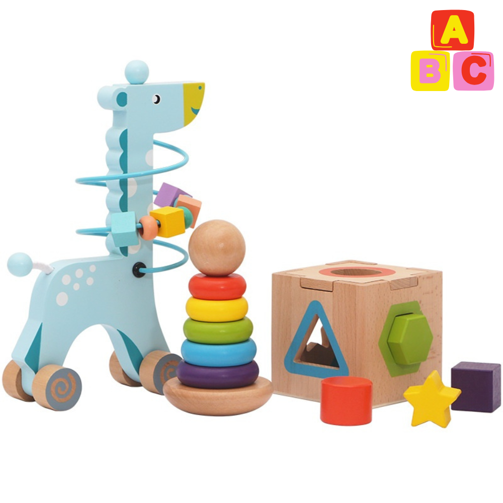 SET DIDACTICO JIRAFA DE MADERA MONTESSORI - 1
