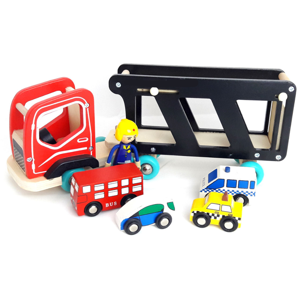 CAMION DE AUTOS EDUCATIVO DE MADERA MONTESSORI - 1