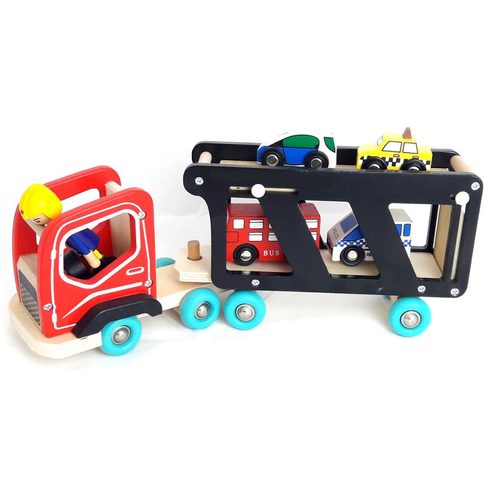 CAMION DE AUTOS EDUCATIVO DE MADERA MONTESSORI - 2