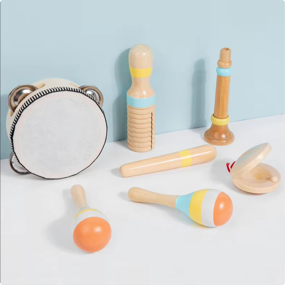 SET MUSICAL 7 PIEZAS MARRON DE MADERA MONTESSORI - 2