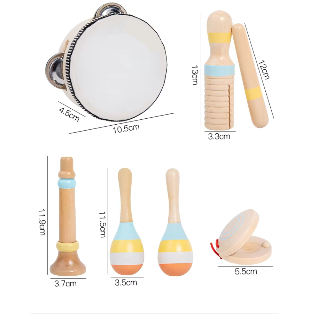 SET MUSICAL 7 PIEZAS MARRON DE MADERA MONTESSORI - 3