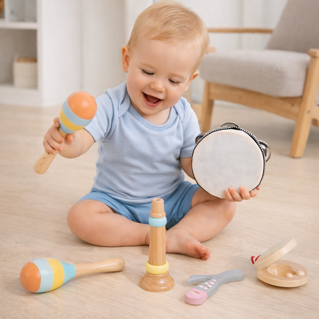 SET MUSICAL 7 PIEZAS MARRON DE MADERA MONTESSORI - 5