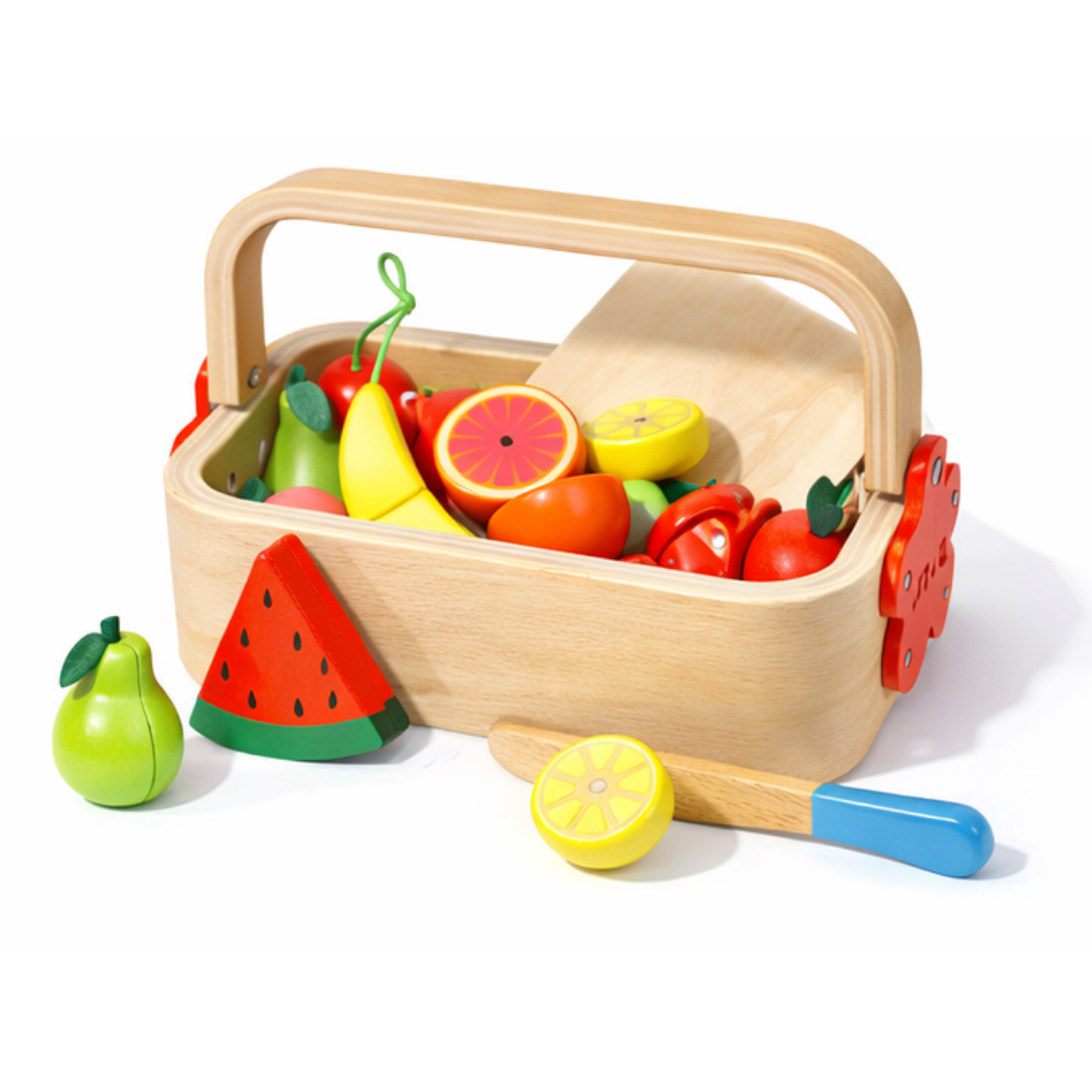 SET DE FRUTAS PARA CORTAR DE MADERA MONTESSORI - 1