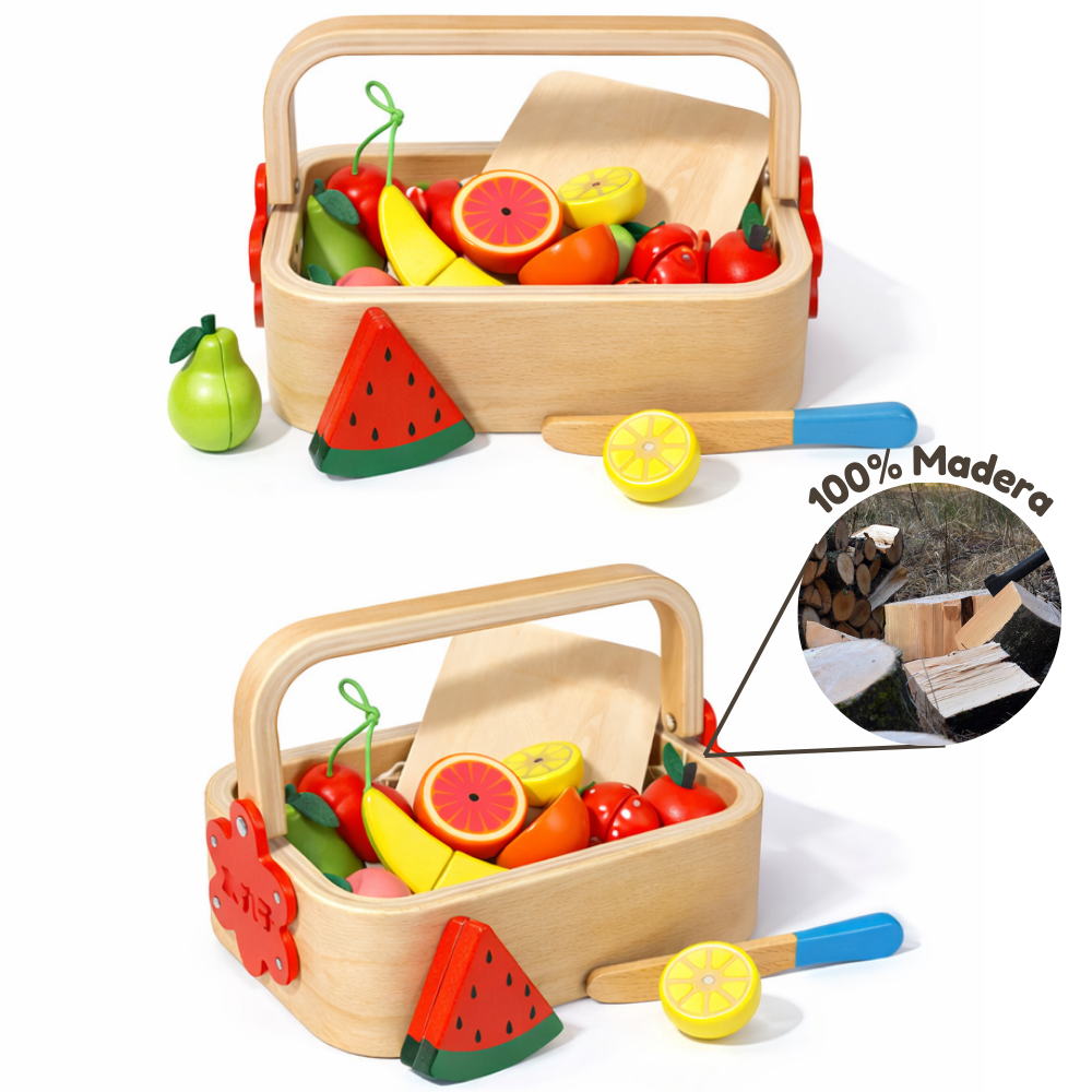 SET DE FRUTAS PARA CORTAR DE MADERA MONTESSORI - 2