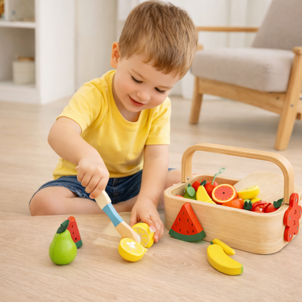 SET DE FRUTAS PARA CORTAR DE MADERA MONTESSORI - 3