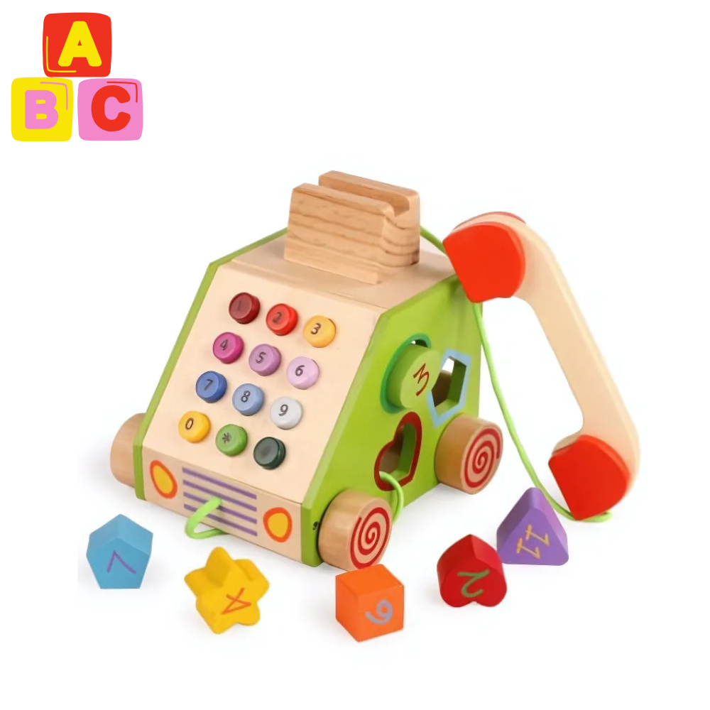 TELE FONO DE JUGUETE DE MADERA EDUCATIVO MONTESSORI - 1