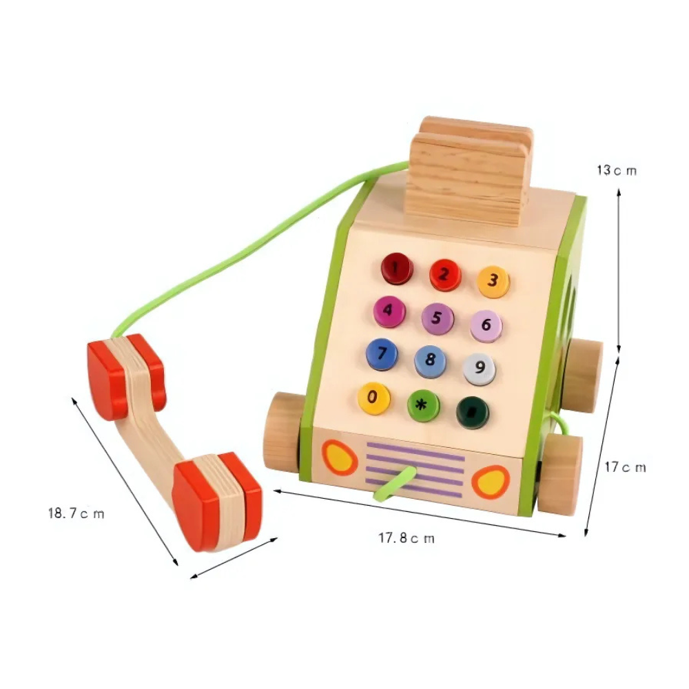 TELE FONO DE JUGUETE DE MADERA EDUCATIVO MONTESSORI - 2
