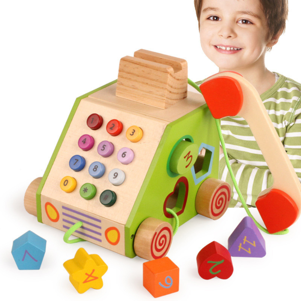 TELE FONO DE JUGUETE DE MADERA EDUCATIVO MONTESSORI - 4