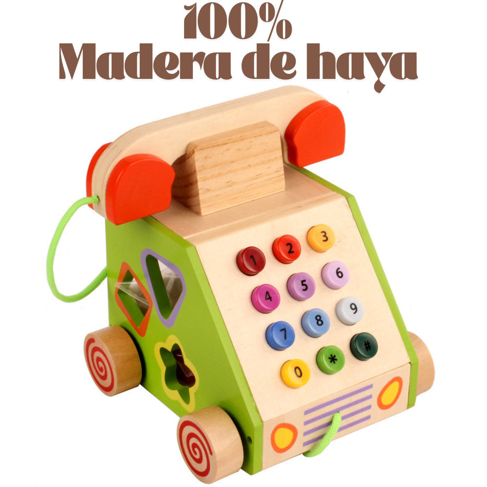 TELE FONO DE JUGUETE DE MADERA EDUCATIVO MONTESSORI - 6