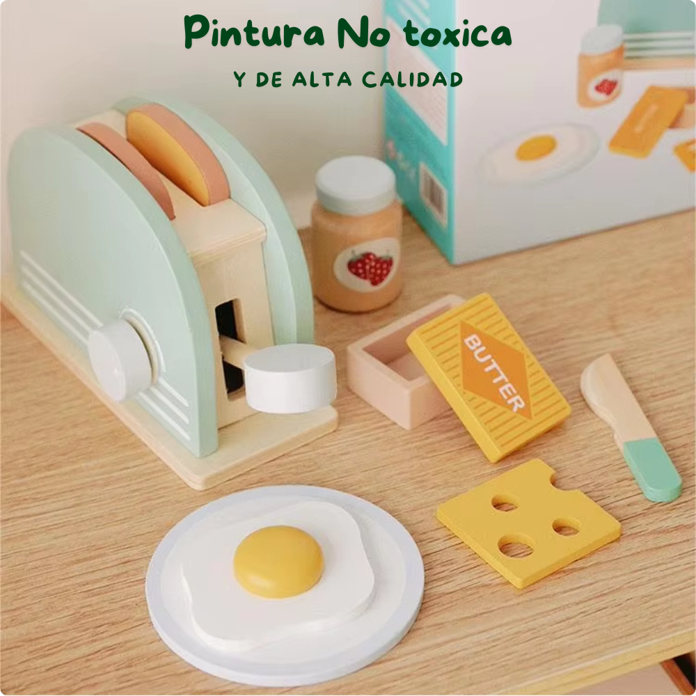 MAQUINA DE PAN DE JUEGO DIDACTICO DE MADERA  MONTESSORI - 2