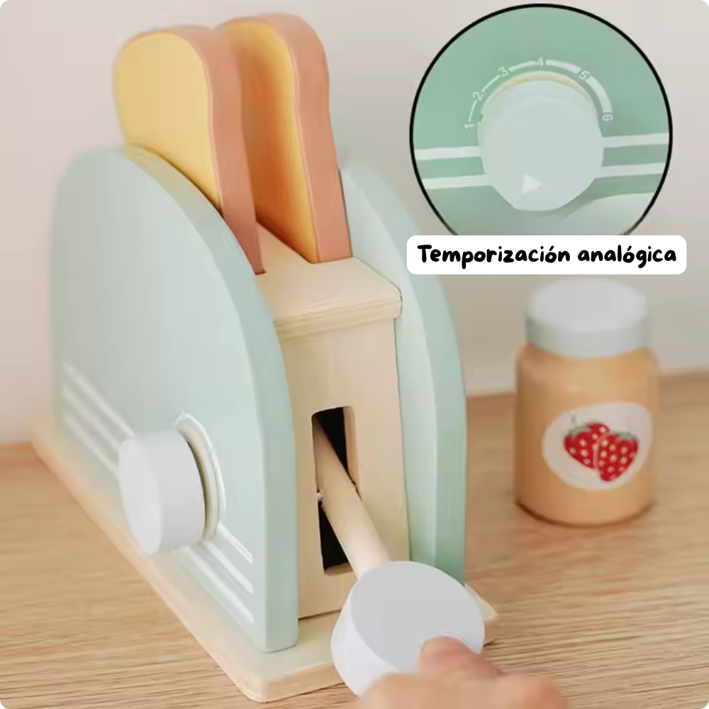MAQUINA DE PAN DE JUEGO DIDACTICO DE MADERA  MONTESSORI - 3