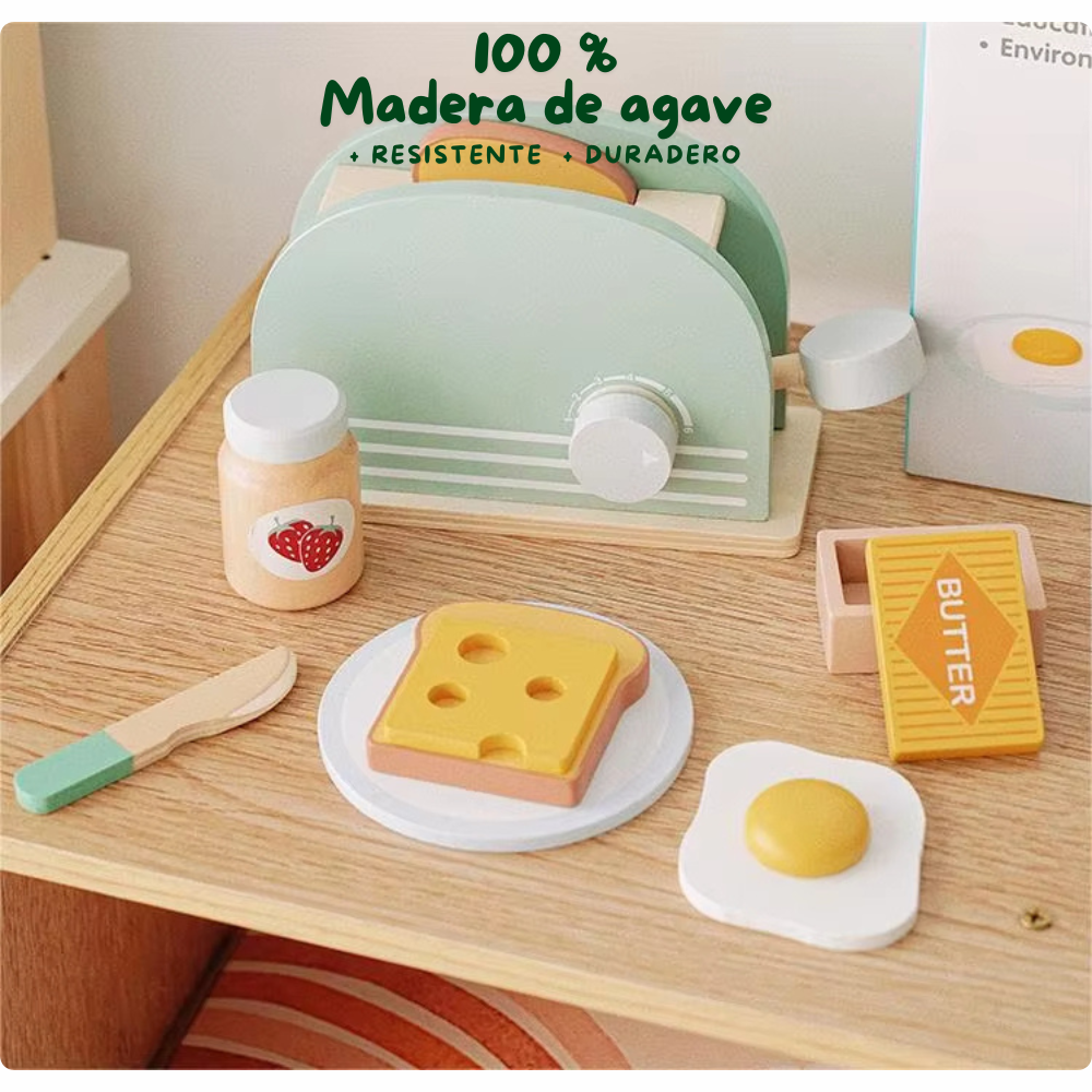MAQUINA DE PAN DE JUEGO DIDACTICO DE MADERA  MONTESSORI - 4