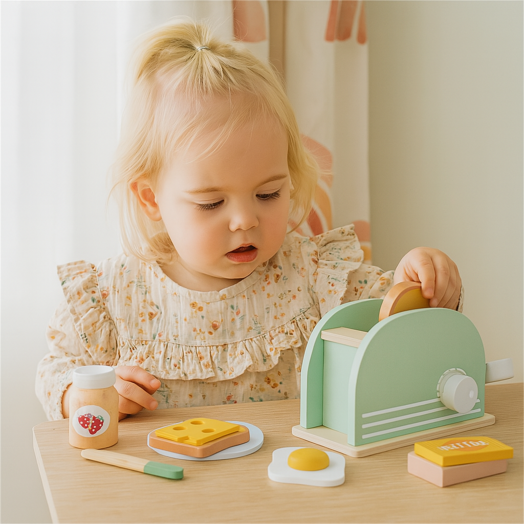 MAQUINA DE PAN DE JUEGO DIDACTICO DE MADERA  MONTESSORI - 5