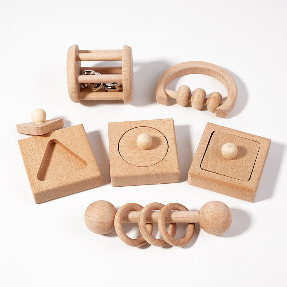 SET DE SONAJEROS 6 PIEZAS DE MADERA  MONTESSORI - 1
