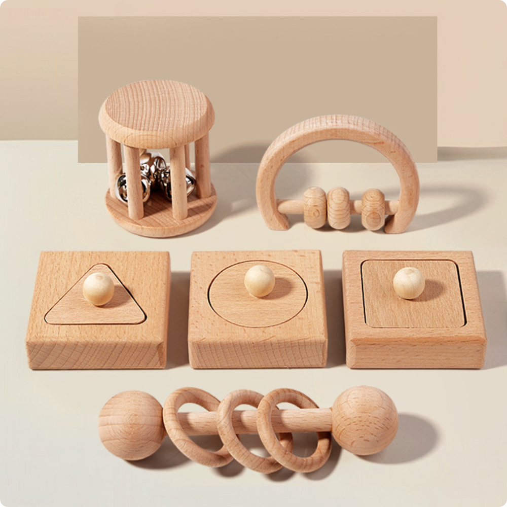 SET DE SONAJEROS 6 PIEZAS DE MADERA  MONTESSORI - 2