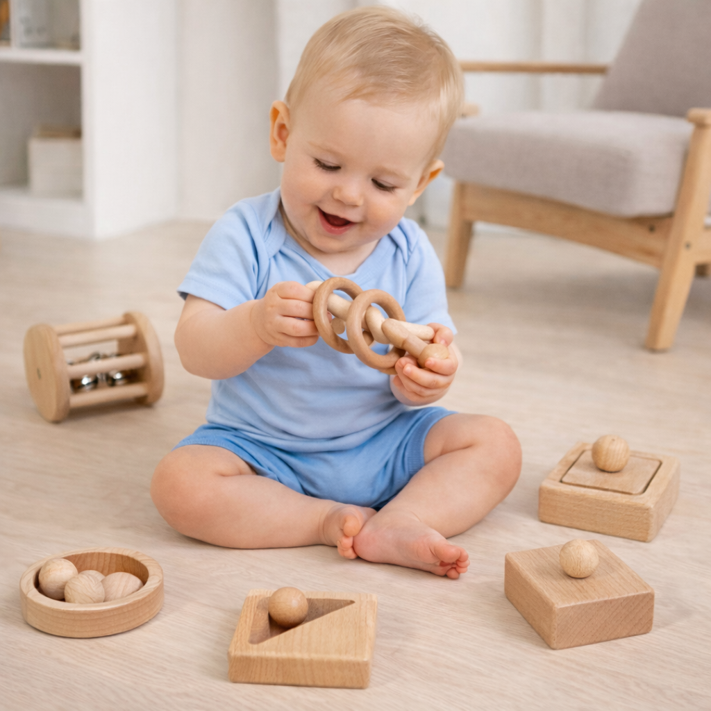 SET DE SONAJEROS 6 PIEZAS DE MADERA  MONTESSORI - 7