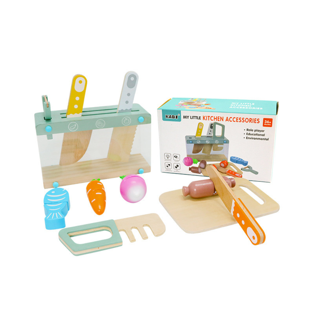 ACCESORIOS DE COCINA INFANTIL DE MADERA MONTESSORI - 1