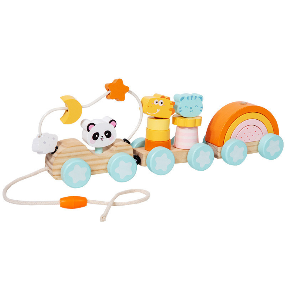 TREN EDUCATIVO  ANIMALES DE MADERA MONTESSORI - 1