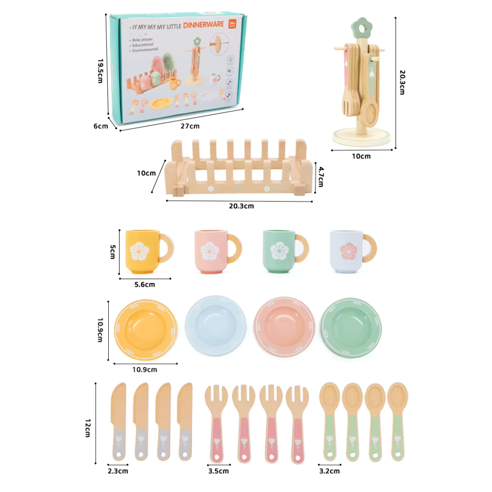 SET DE VAJILLA INFANTIL DE MADERA MONTESSORI - 7