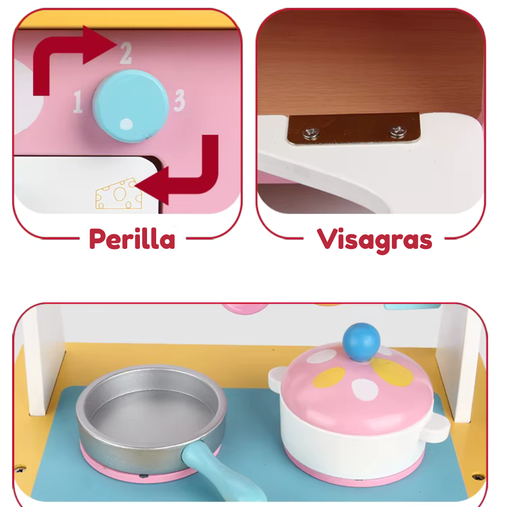 COCINA INFANTIL DE MADERA DIDACTICA MONTESSORI - 4
