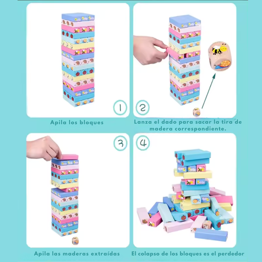 JUEGO TIPO JENGA CON ANIMALES MONTESSORI - 6