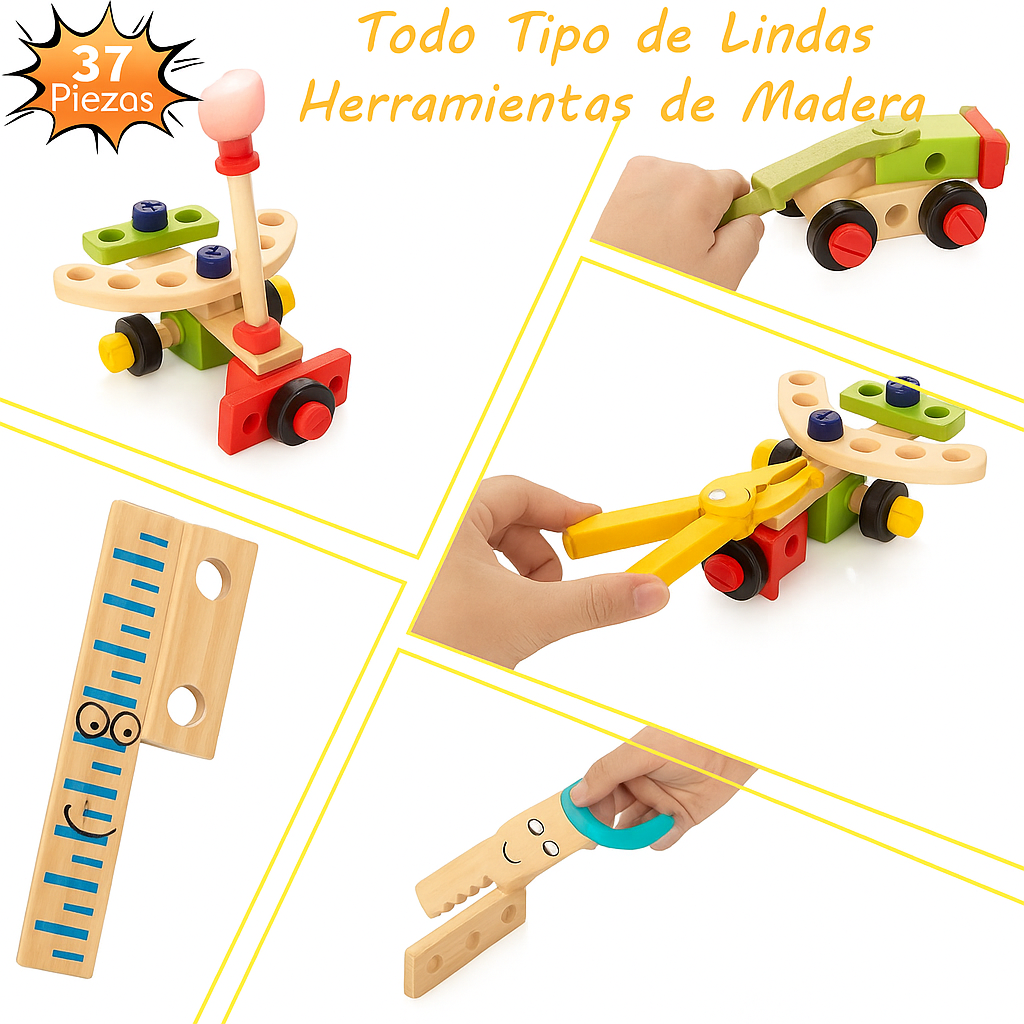 JUEGO DE HERRAMIENTAS DE MADERA DIDACTICO MONTESSORI - 2