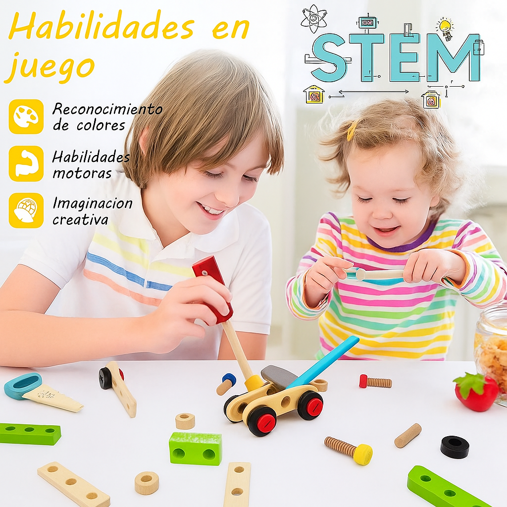 JUEGO DE HERRAMIENTAS DE MADERA DIDACTICO MONTESSORI - 5