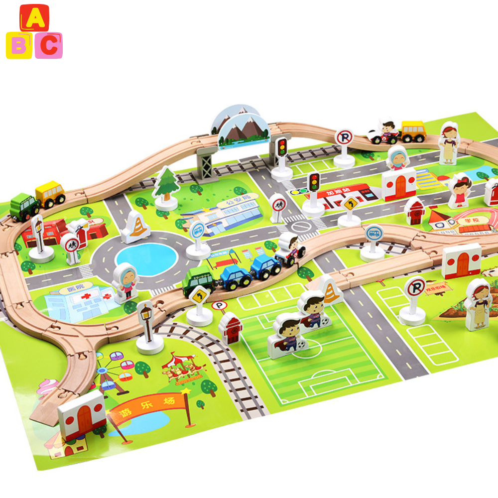 SET DE TRENES URBANOS DE MADERA MONTESSORI - 1