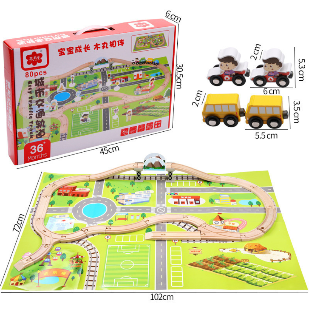 SET DE TRENES URBANOS DE MADERA MONTESSORI - 6