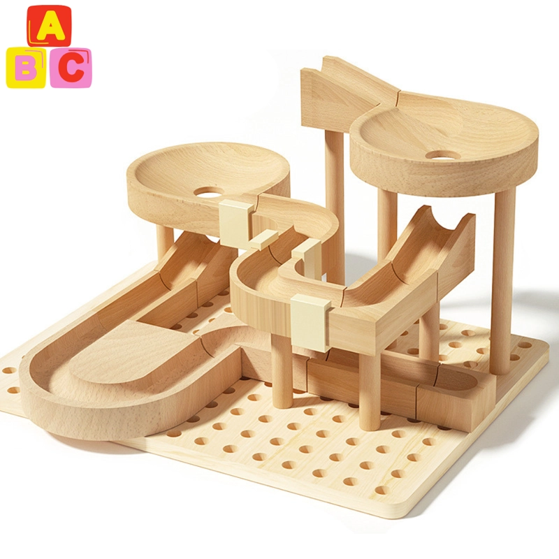 CIRCUITO DE CANICAS DE MADERA JUEGO DE MONTESSORI - 1