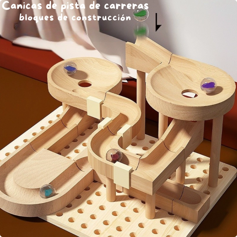 CIRCUITO DE CANICAS DE MADERA JUEGO DE MONTESSORI - 2