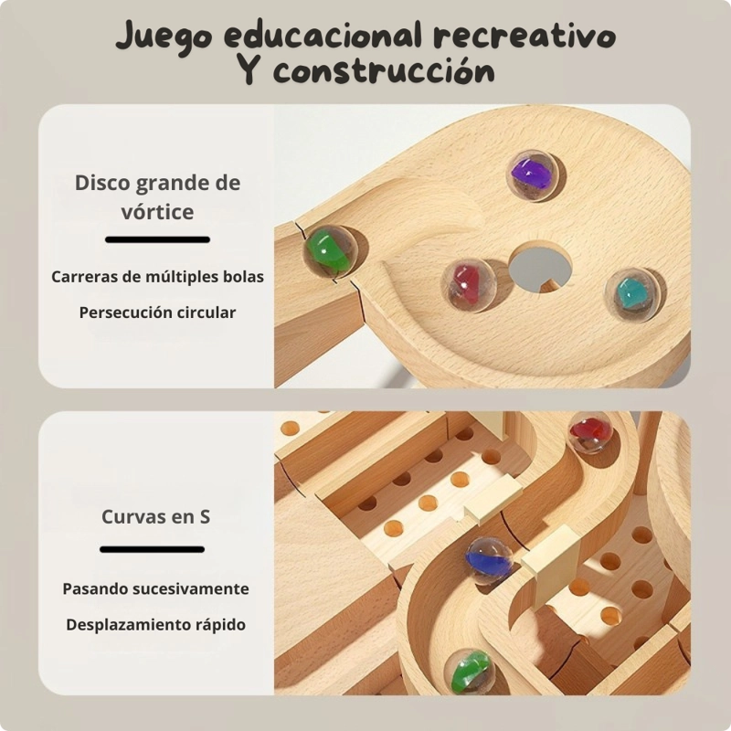 CIRCUITO DE CANICAS DE MADERA JUEGO DE MONTESSORI - 3