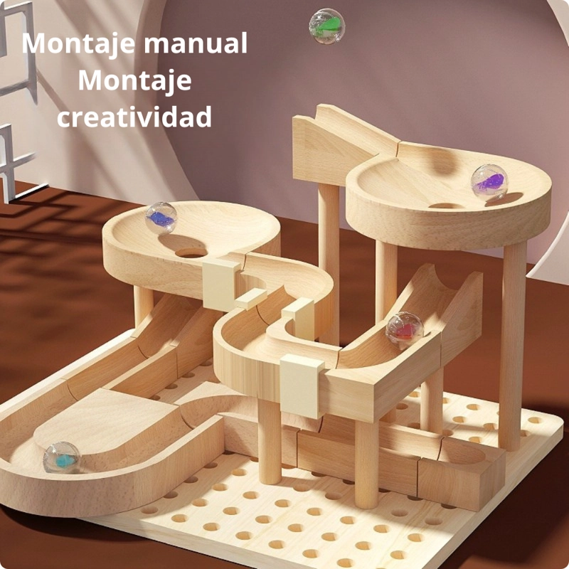 CIRCUITO DE CANICAS DE MADERA JUEGO DE MONTESSORI - 5